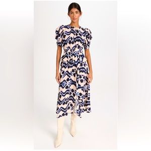 Ulla Johnson Blue and Cream Midi Dress
